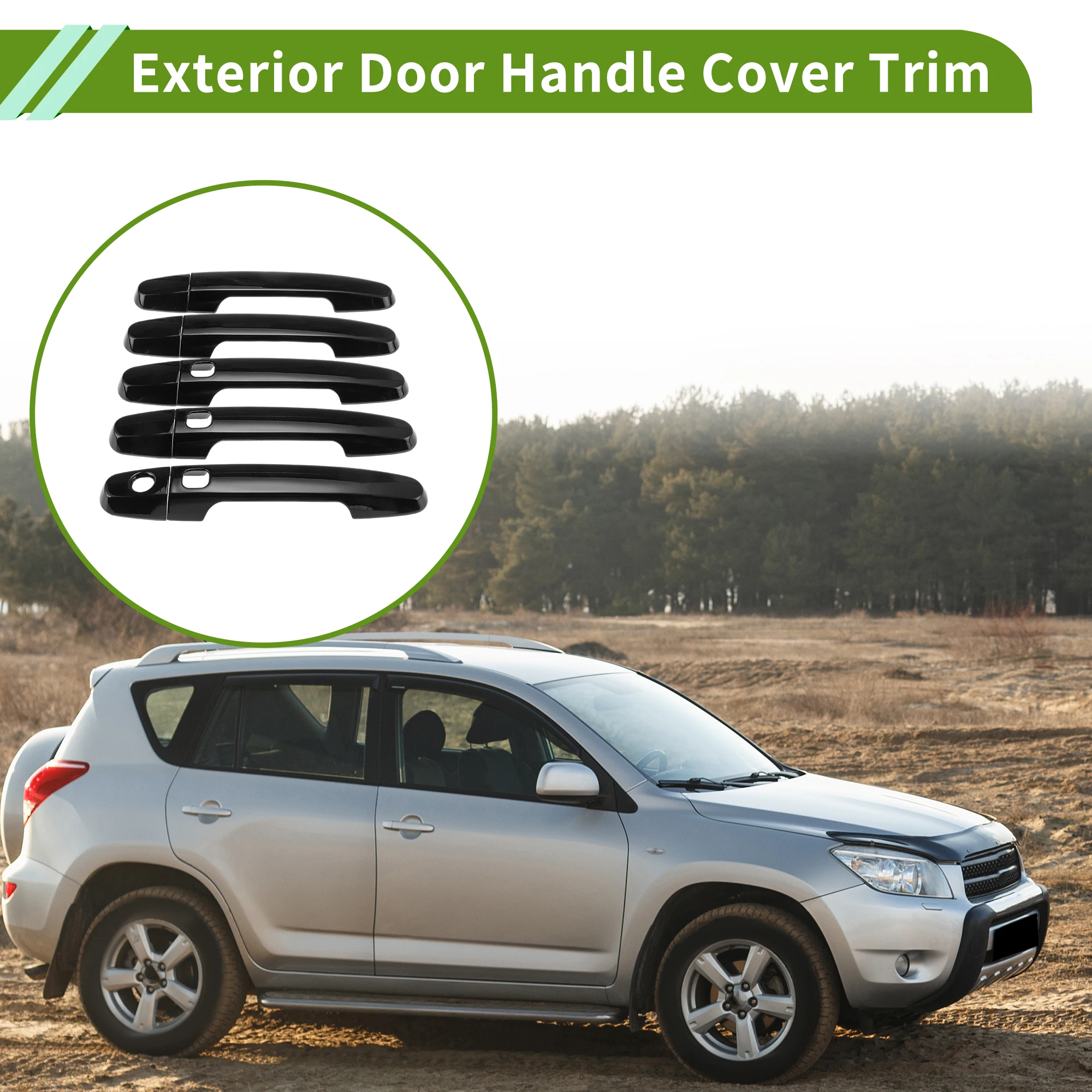 

Накладки на внешние ручки дверей UXCELL, глянцевые черные, для Toyota Rav4 09-12, 1 комплект