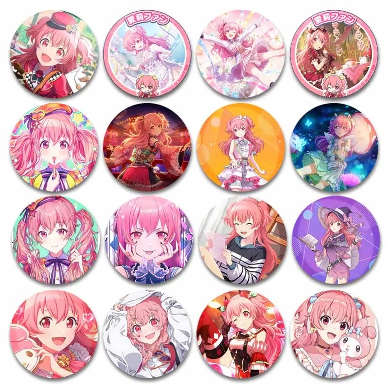 

Anime MORE MORE JUMP! Momoi Airi Badges PJSK Button Pins Cute Cartoon Brooches Clothes Scarves Accessories Collectible Gifts