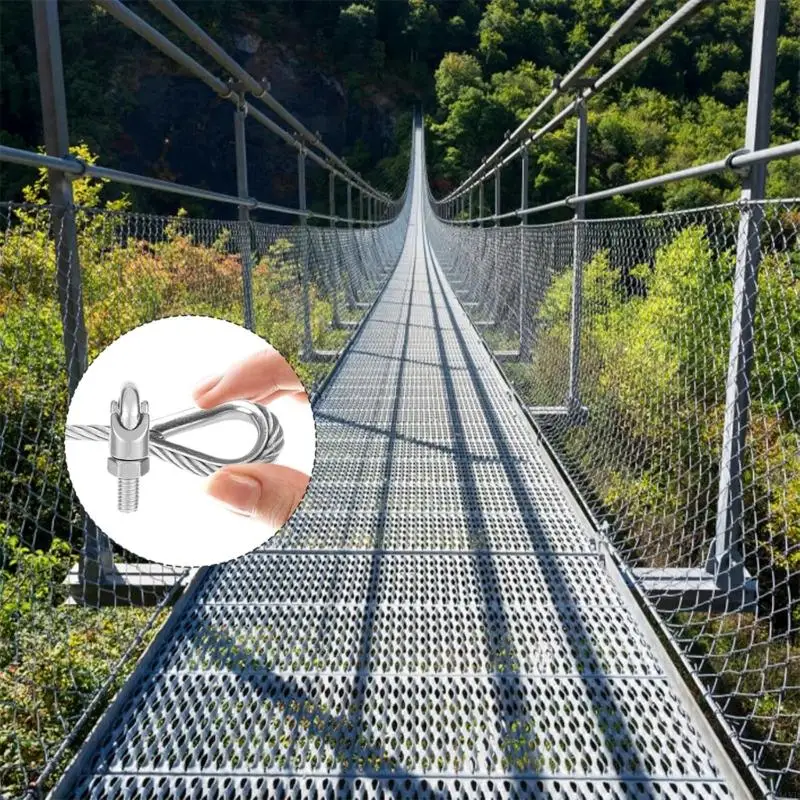 

10Pcs Steel Rope Clamps Wire Rope Clip set for 5mm Cable Marine Construction Use M4YD