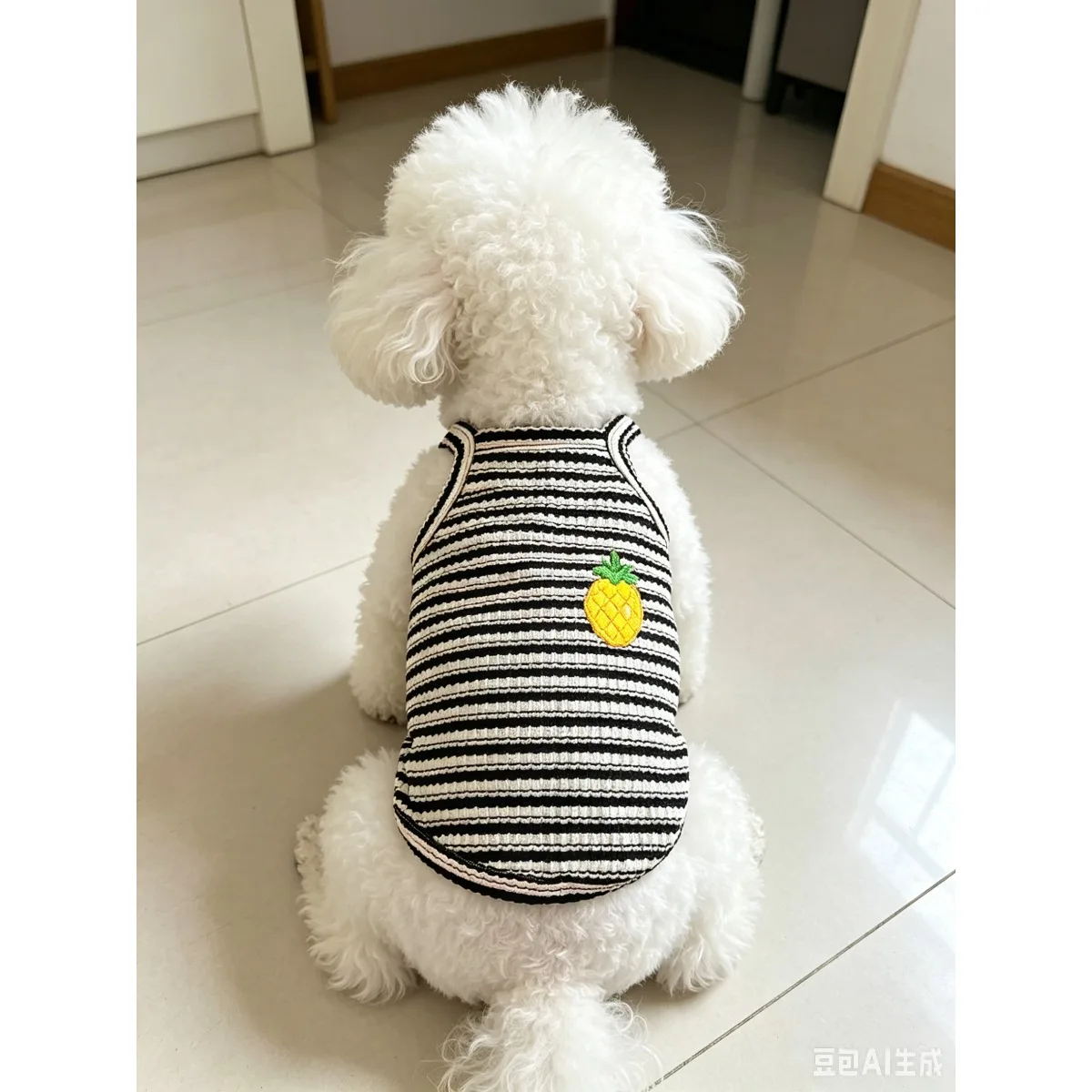 Spring and Summer Striped Pet Tank Top for Teddy Bear Miniature Dogs - Breathable Elastic Clothing view 5