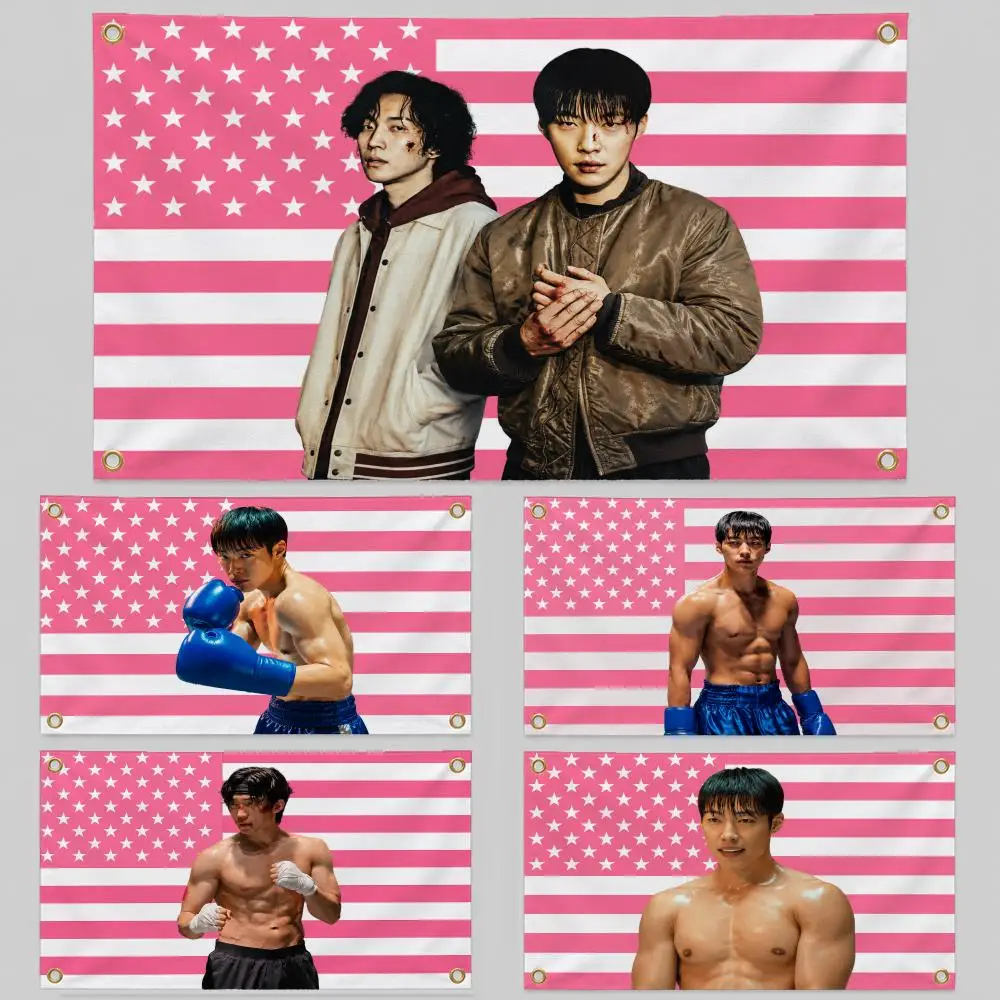TV Bloodhounds Gun-woo Woo-jin Boxing Flags Wall Hanging Background Flag Wall Decor Banners for Outdoor Bedroom Dorm Room Decor