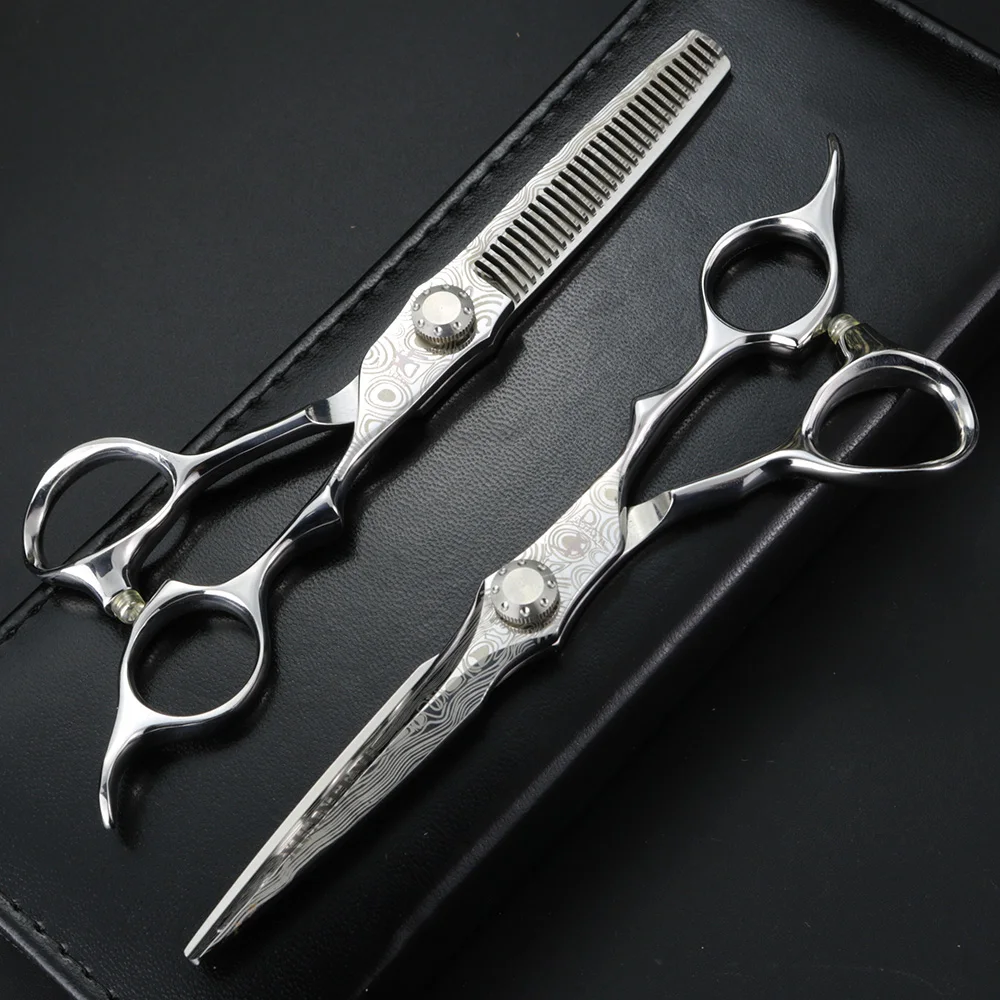 XUANFENG 6 inch Damascus hair scissors Barber styling tools Cutting scissors and thinning scissors