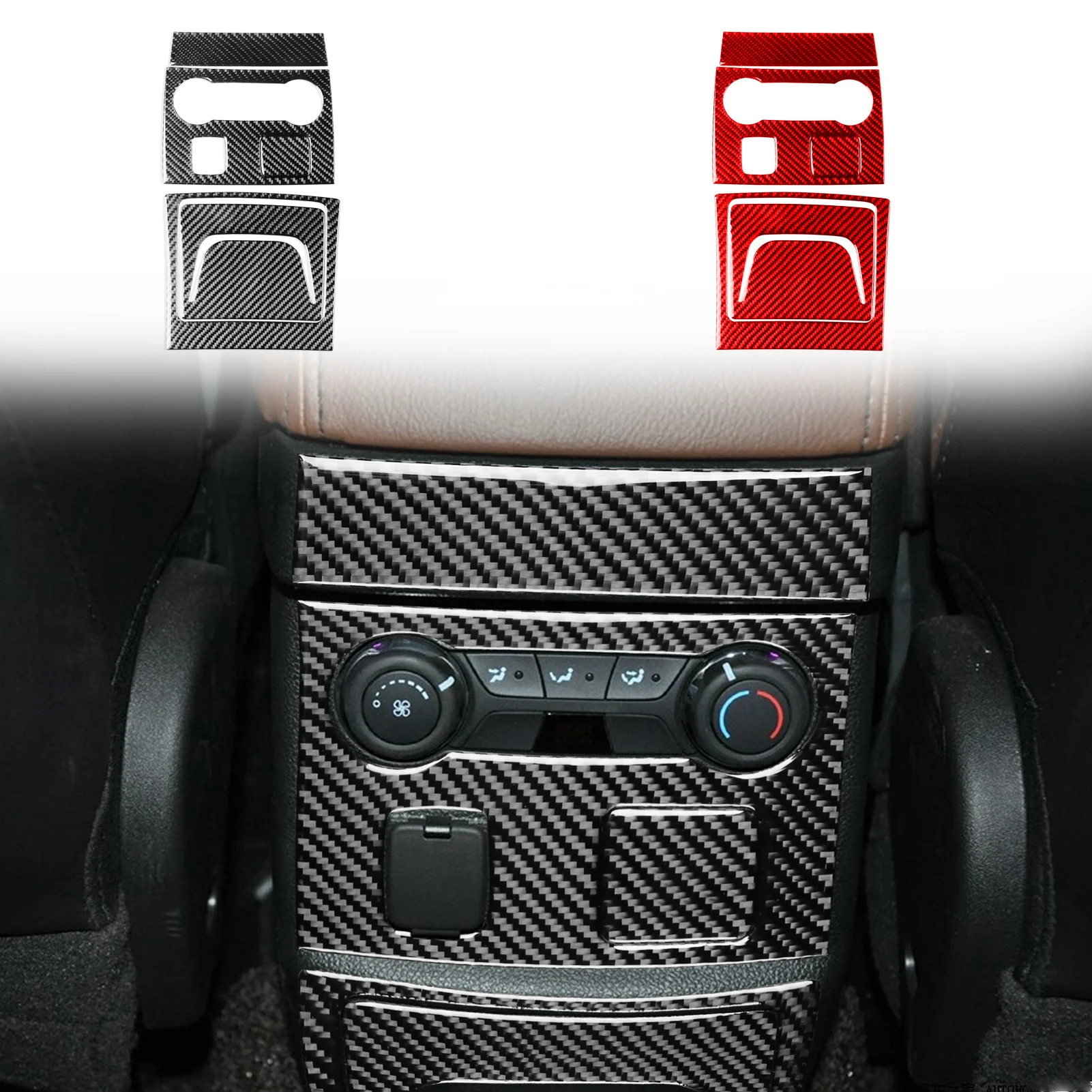 For Ford Explorer 2011—2014 Car Accessoreis Carbon Fiber Rear Console Set Panel Decals Interior Cover Trim Sticker Modification