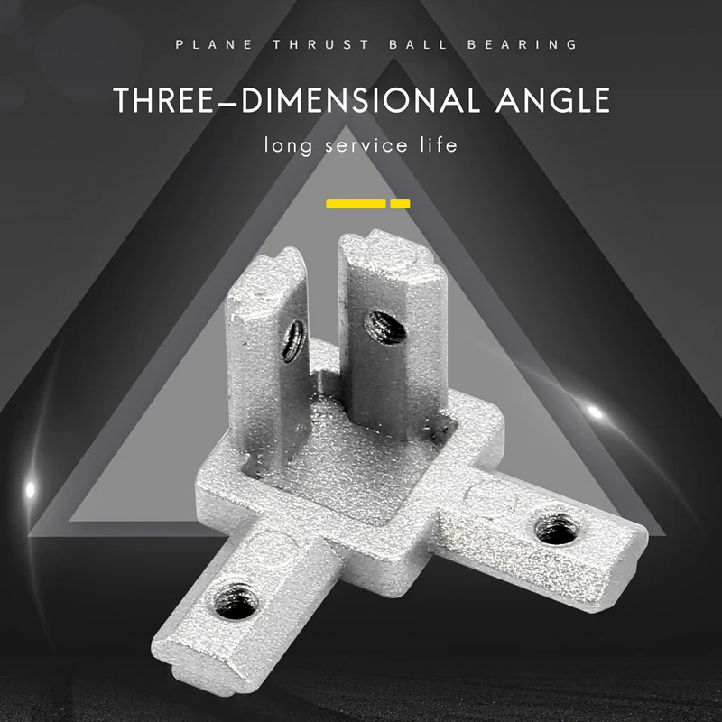 Connecteur ABRE-3-Way de support d'invite de coin d'extrémité pour le profil en aluminium d'extrusion de fente de T (paquet de 4, avec des vis)
