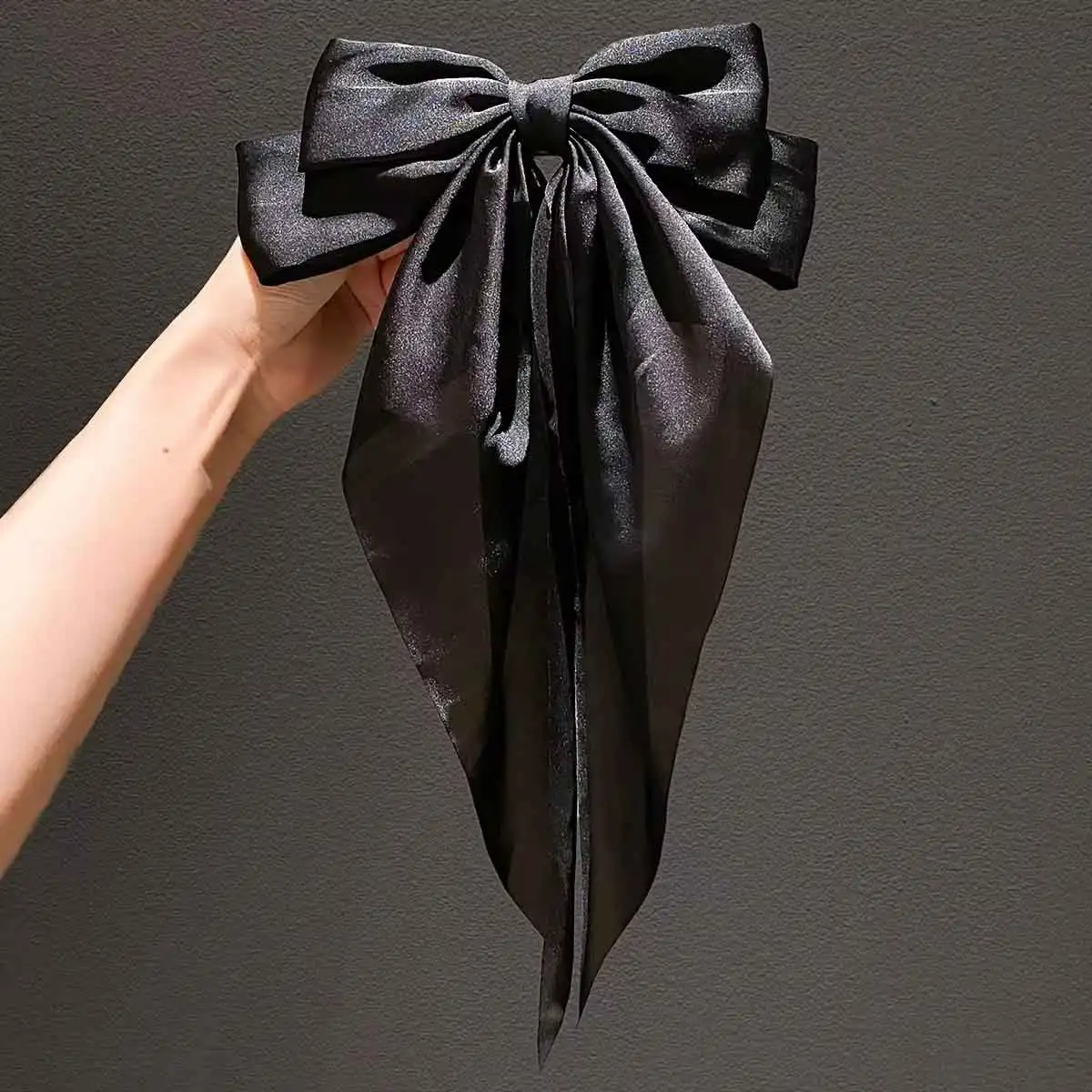 1/2/8szt Big Bow Ribbon Hairpin Elegant Large Satin Bow Hair Clipwomen Girl Black Pink Spring Clip Hair Pinretro Headband — zdjęcie 3