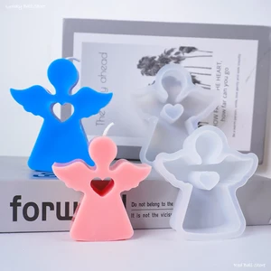 シンプルさエンジェルハウスシリコーン型チョコレートロリポップケーキ装飾金型イースターウサギキャンドル樹脂コンクリート型家の装飾 8ベストセールスシリコンエンジェルカビ-4