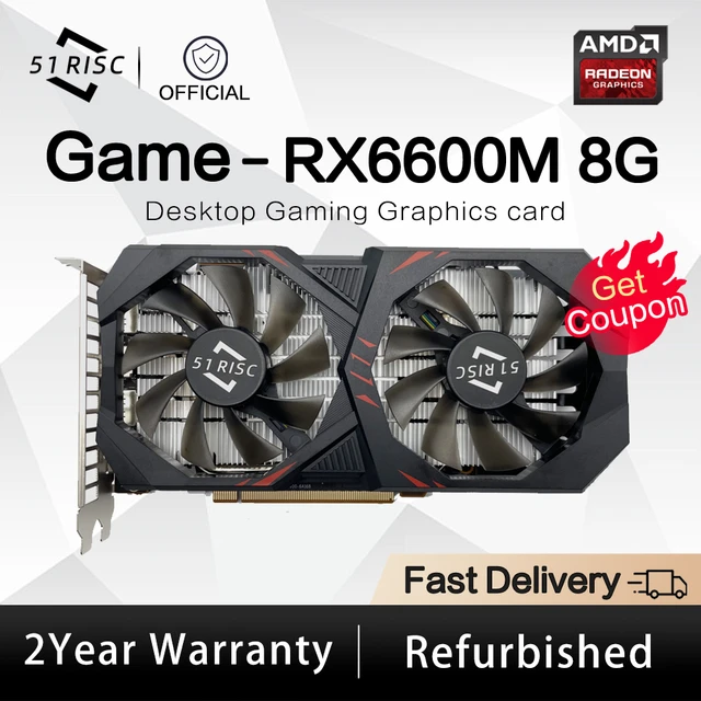 SHELI 51RISC RX6600M 8GB Graphics Card GPU GDDR6 128-bit 14 Gbps 7nm new  video card Support Desktop CPU placa de video RX6600