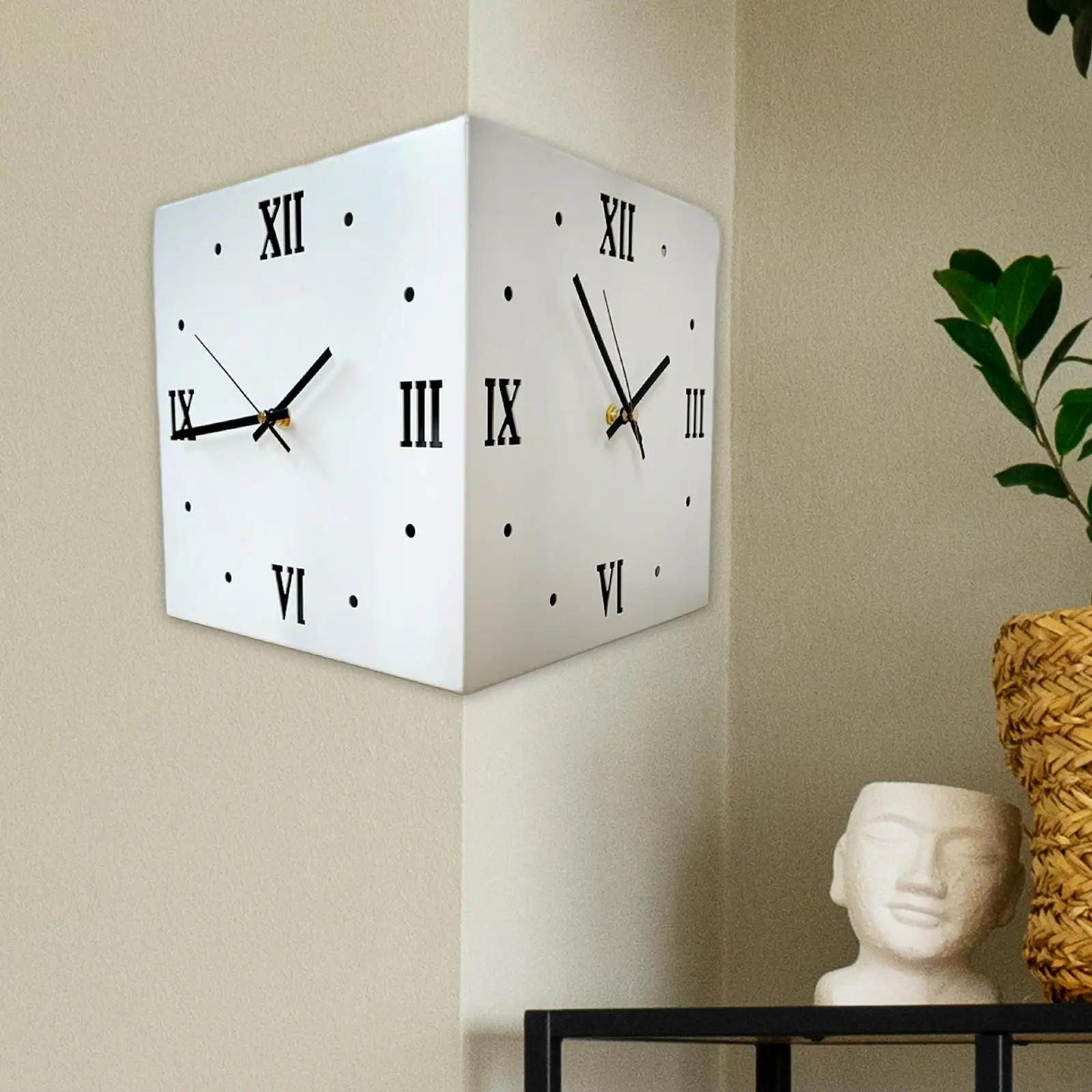 Double Sided Corner Wall Clock Creative Fashionable Decorative Clock for Bedroom