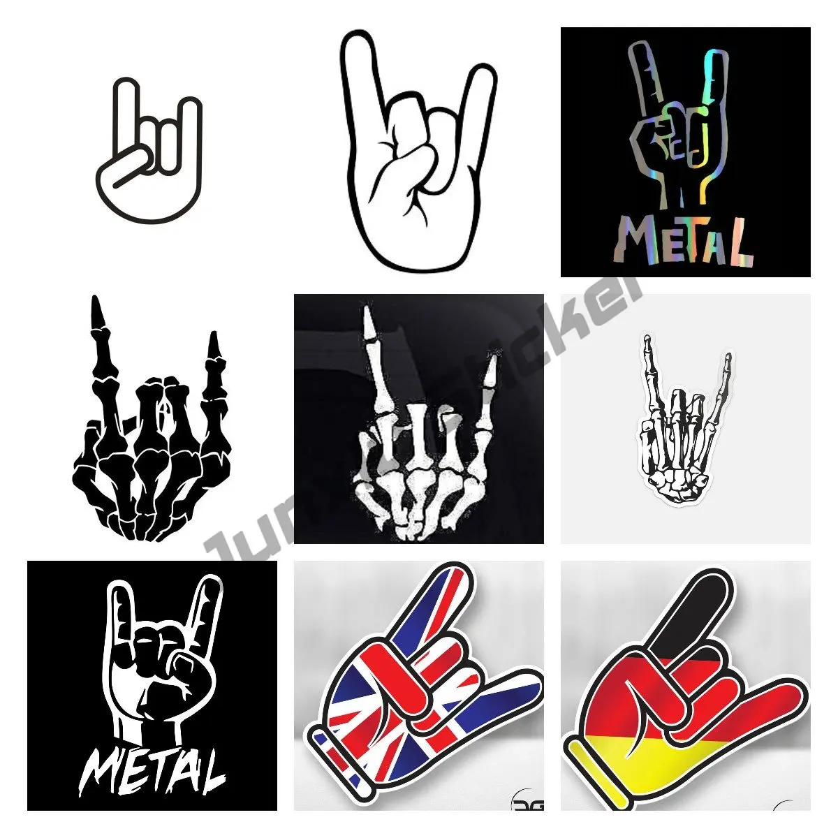 

Rock On Metal Horns UP Rock Roll Skeleton Car or Truck Window Laptop Decal Sticker Gesture Decor