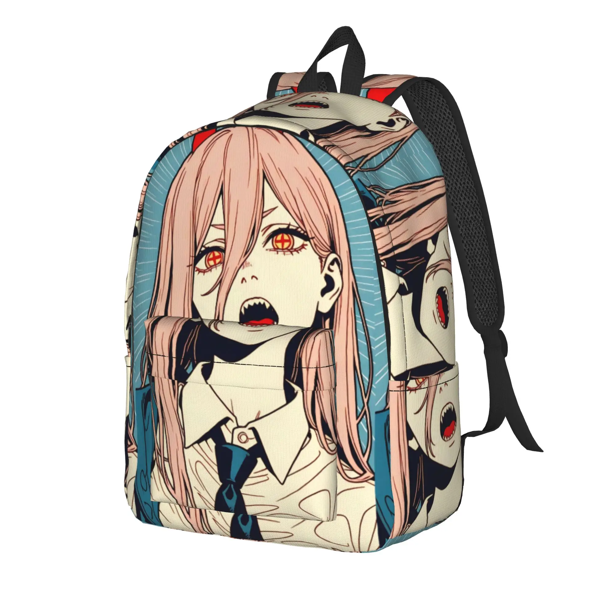 Power bold anime Backpack Chainsaws Mans Male Polyester University Backpacks Durable Style School Bags Rucksack