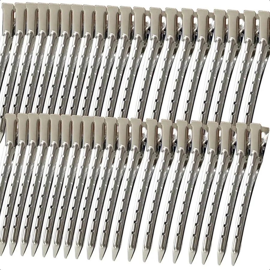 

40 PCS 3.5 Inch Duck Billed ClipsMetal Alligator Curl Hair Clips with Holes for Styling Coloring Thick Hair Rollers Salon Use A