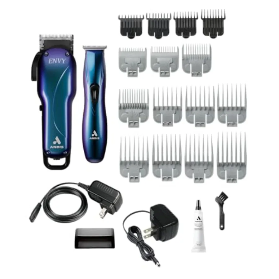 Professional cordless hair cutting kit for barbers and home use, stainless steel blades, black color, 120-minute runtime and pr