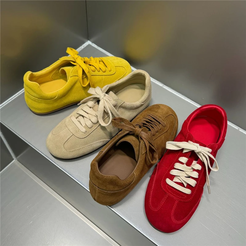 NORAZORA 4 สีหนังวัวหนังกลับผู - Women'S Yellow Fashion Sneakers บทวิจารณ์และราคา