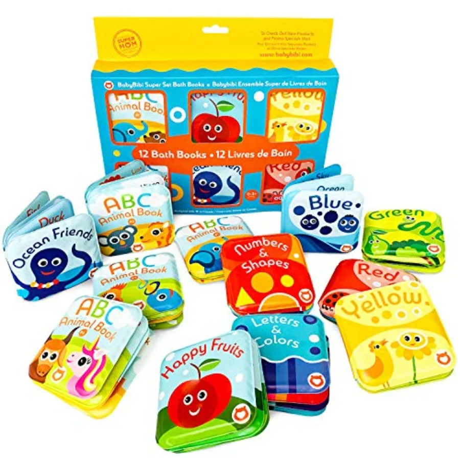 

Bath Book 12 Fruits, Ocean Friends, ABC, Numbers Books; Color Recognition Bath Books Including Yellow, Green, Red and Blue Colo
