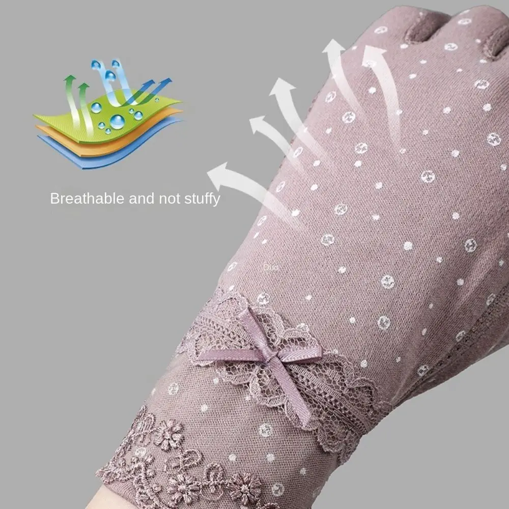 Summer UV Protection Sunscreen Gloves Lace Breathable Anti-UV Mittens Elastic Slip Resistant Cycling Driving Gloves Women Girls