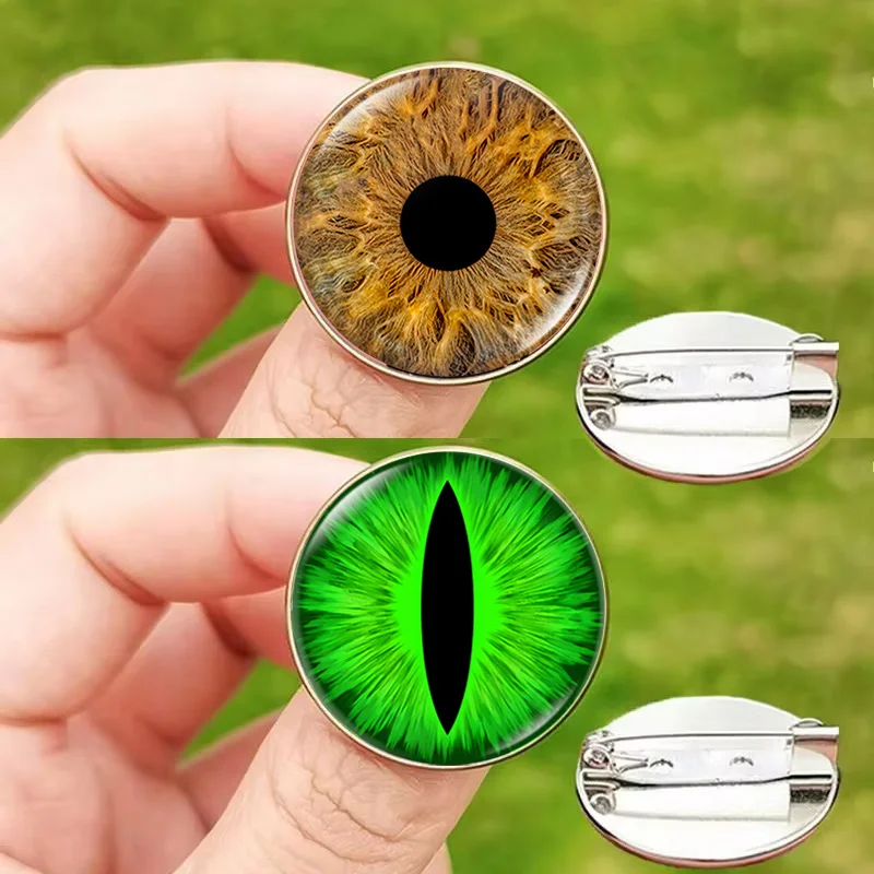 Animal Eye Pins Halloween Punk Gothic Eyes Glass Cabochon Brooches for Men Women Backpack Decorations