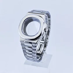 High-quality Silvery/Black Case 43.3mm watch men's case FIT NH34 NH35 NH36 movement Automtaic Watch Box Sapphire