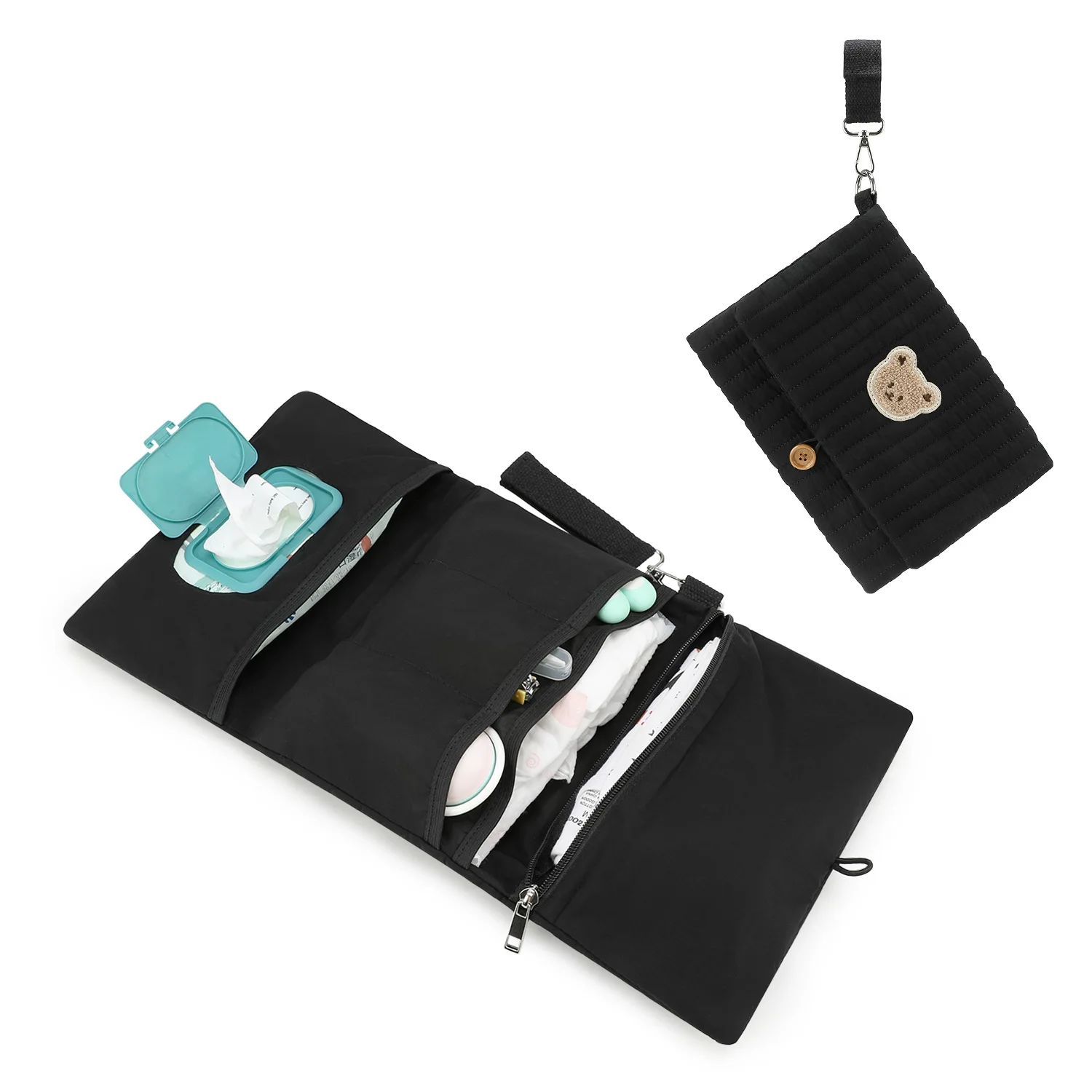 Nuove borse per riporre i pannolini Portatili e carini da appendere, multifunzionali, per l'imballaggio e l'organizzazione della borsa per i pannolini per i viaggi di mamma e del bambino