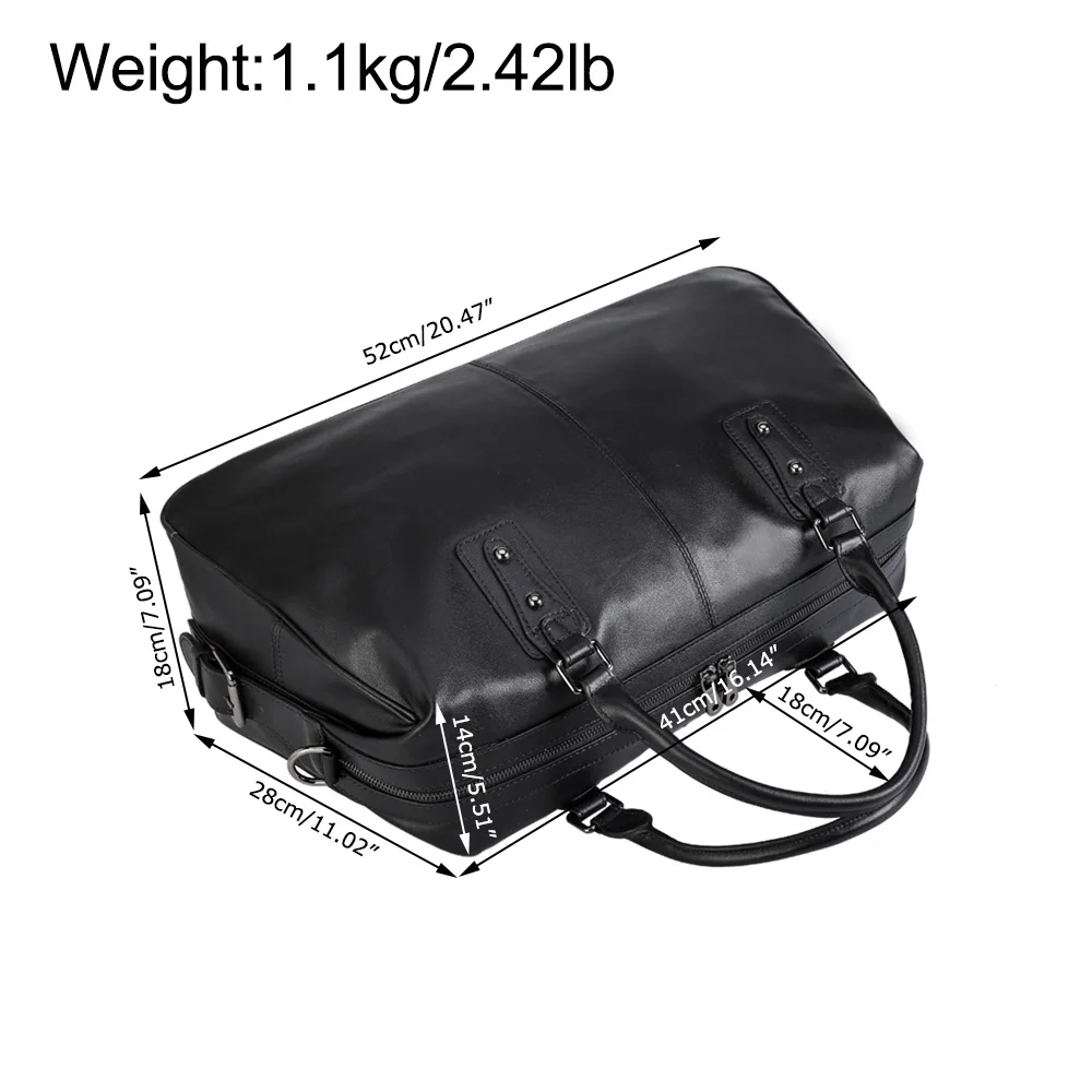 Custom Luxury Fashion Black Genuine Leather Travel Bag Weekend Bag Duffel Holdall Gym Sport Bag For Men