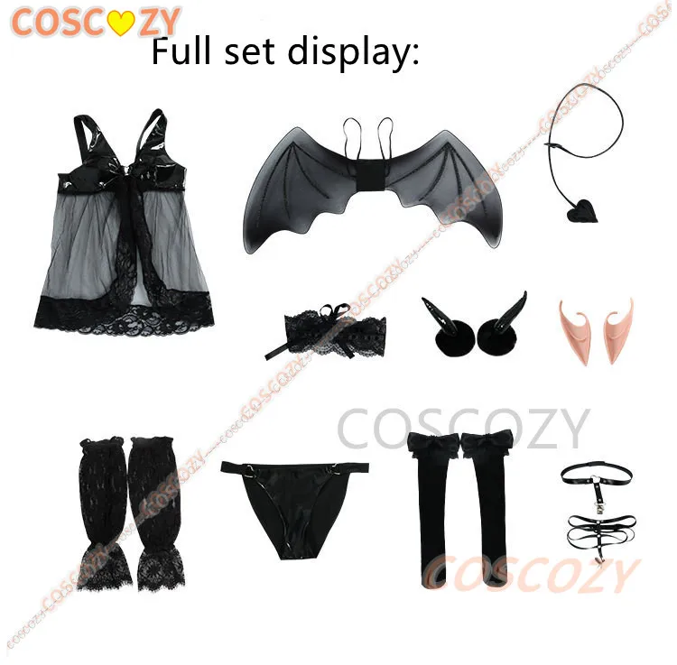 Coscozy My Dress Up Darling Cosplay Kitagawa Marin/Rizu Kyun Cosplay Kostuum Pruik Vleugel Leer Cos Kleine Duivel Sexy Kanten Pyjama