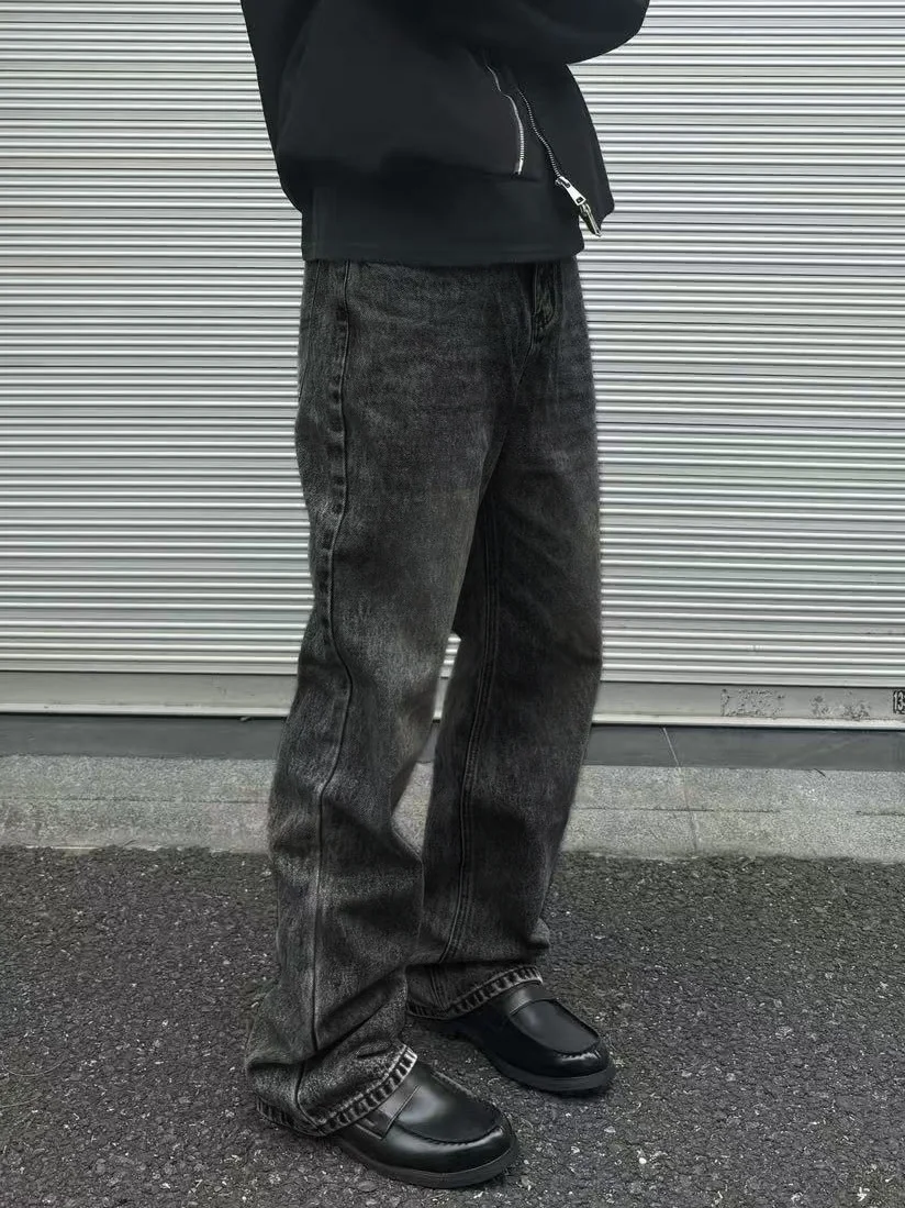 

Джинсы American High Street 57 Sle с мраморным узором, черные, прямого кроя, с легким клешем, универсальные, Cleanfit, длинные брюки