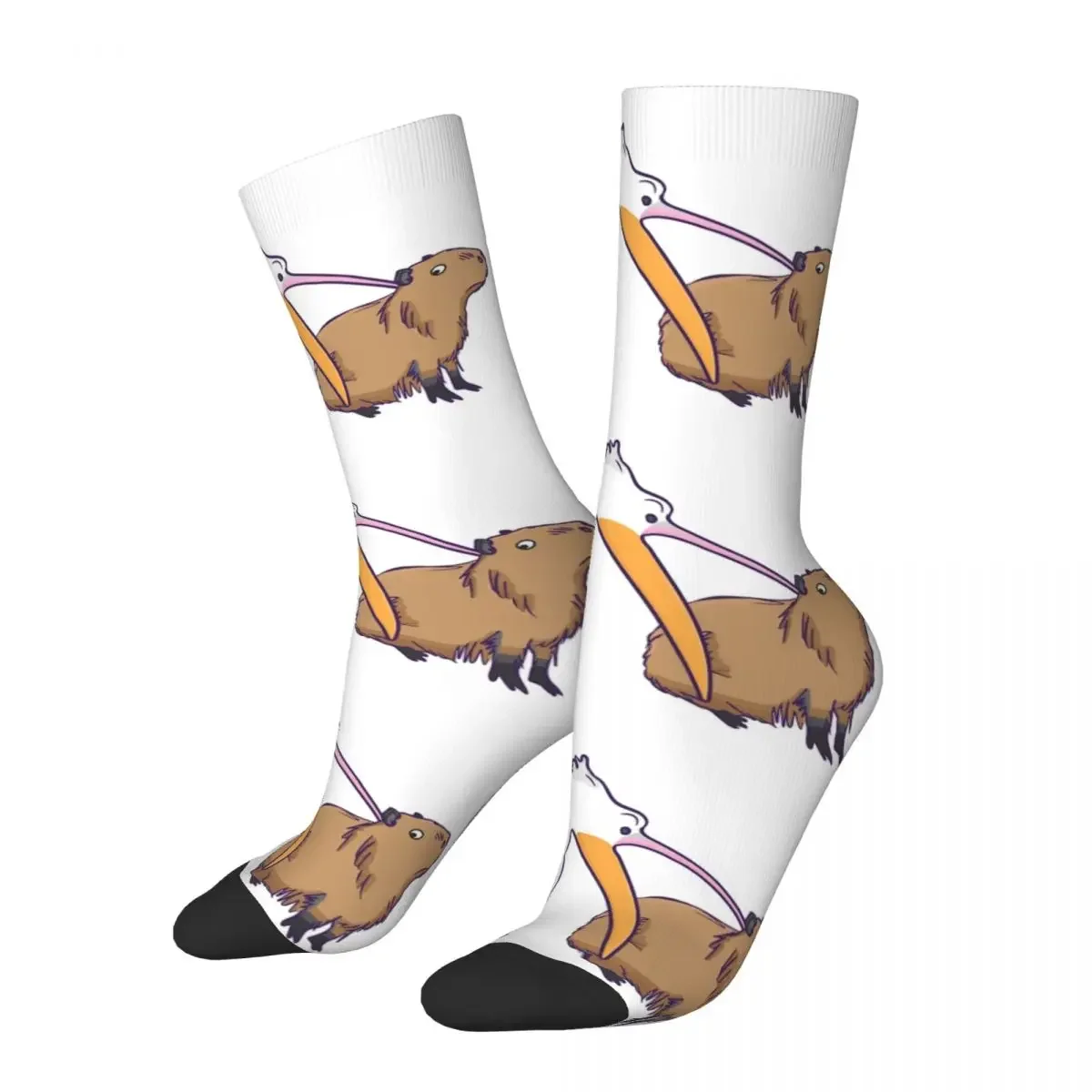 Pelican And Capybara Socks Men Women Polyester Casual Funny Cute Meme Socks Harajuku Spring Summer Autumn Winter Socks Gift