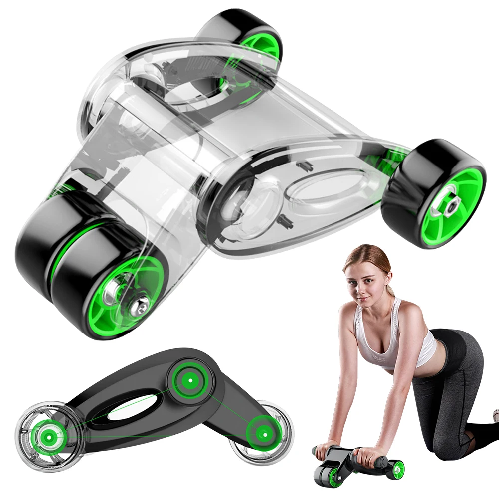 

Ab Roller Wheel Muscle Strengthening Trainer 4-Wheeled Ab Exercise Machine Foldable Core Strengthening Trainer for Gym Office