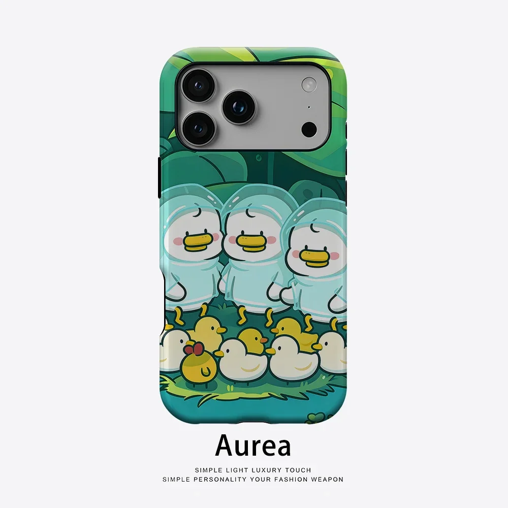 Aurea case Matte Bumper For Magsafe Case For iPhone 17 16 15 14 Plus 13 Pro Max Shockproof Hard PC Raincoat Duck Family Cover