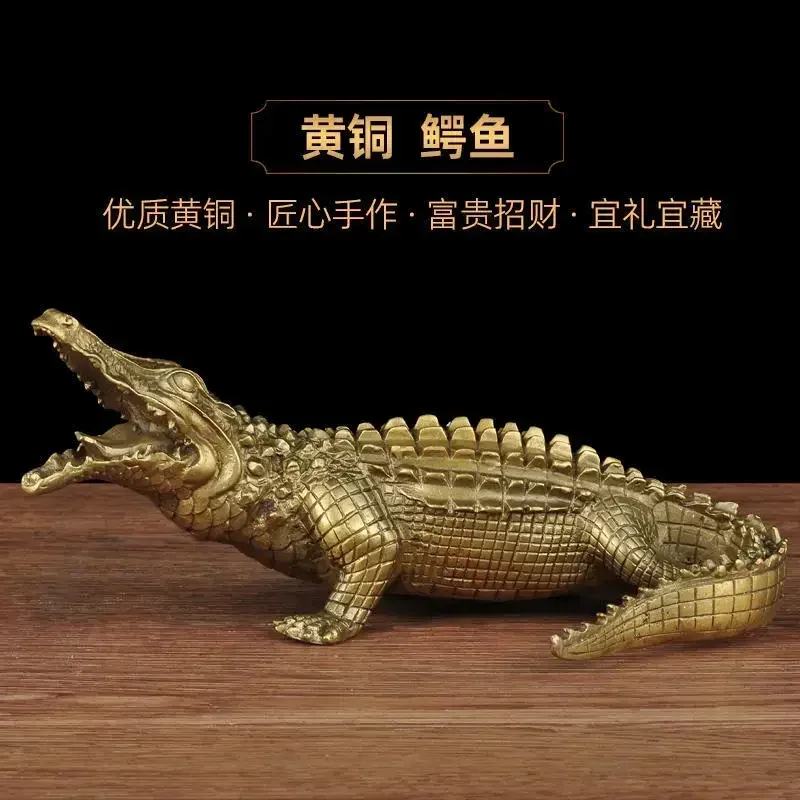 

AZ Ingenious Old Brass bronze handmade statues Crocodile Statues