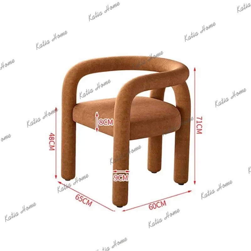 LSDesigner Cream-patterned Velvet Dining Chairs Bedroom Backrest Dressing Chair Nordic Kitchen Furniture Home Restaurant Armchai