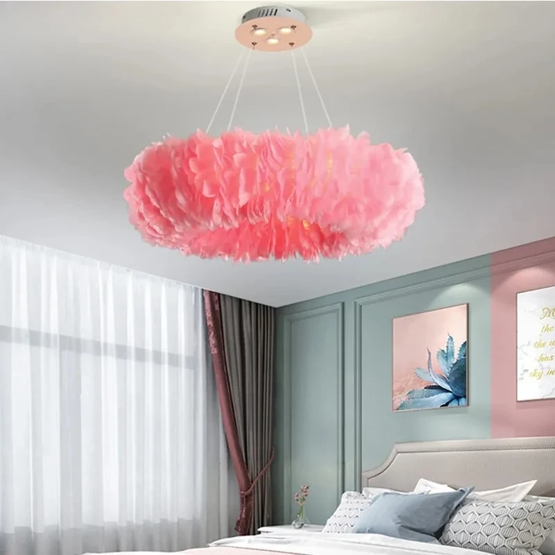 lustre led de luxo nordico com pena de ganso lustre de badminton sala de estar sala de jantar quarto corredor decoracao de casa 01