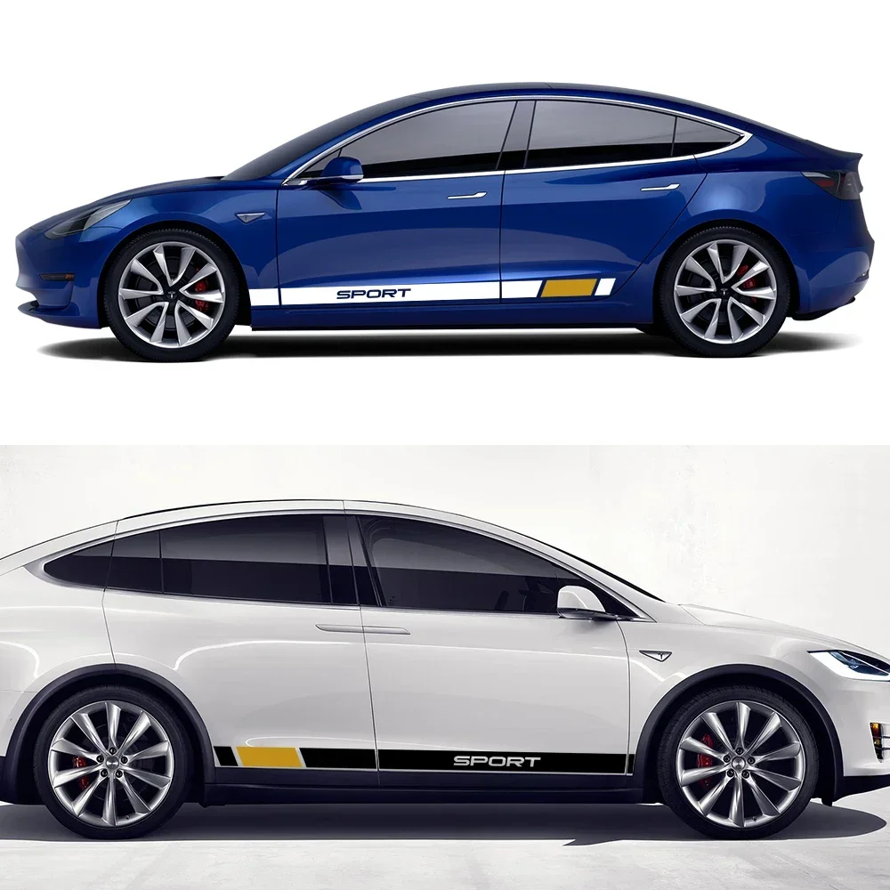 

Для Tesla Model Y 2 шт. боковые наклейки на дверь автомобиля ПВХ декоративные наклейки для автомобиля водостойкая виниловая пленка авто внешний Стайлинг аксессуары
