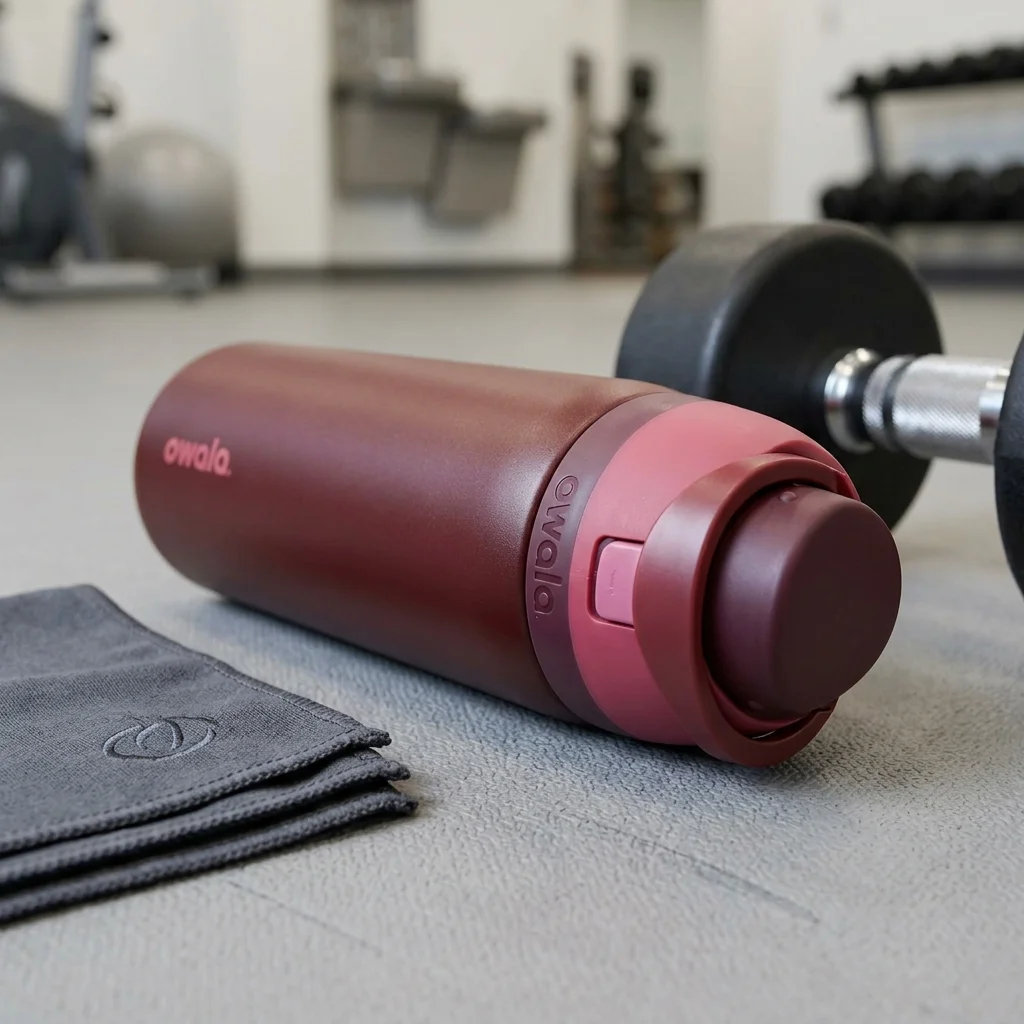 24oz Double‑Wall Stainless Steel Insulated Water Bottle, Push‑Button Lock Lid, 2‑Way Drinking Spout, Carry Loop, Ideal For Gym, Work & Daily Travel