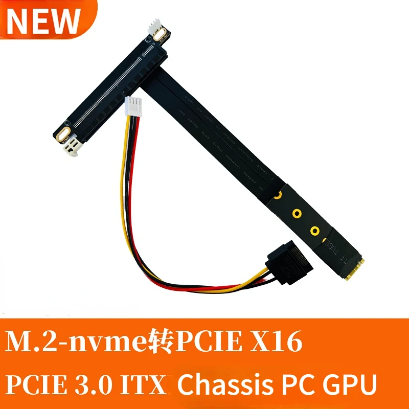 M.2 Chave M Cabo extensor para placa gráfica PCIE x16, adaptador Riser, 16x PCIe PCI Express para NGFF NVMe M2 2230-2280, ITX GPU reversa