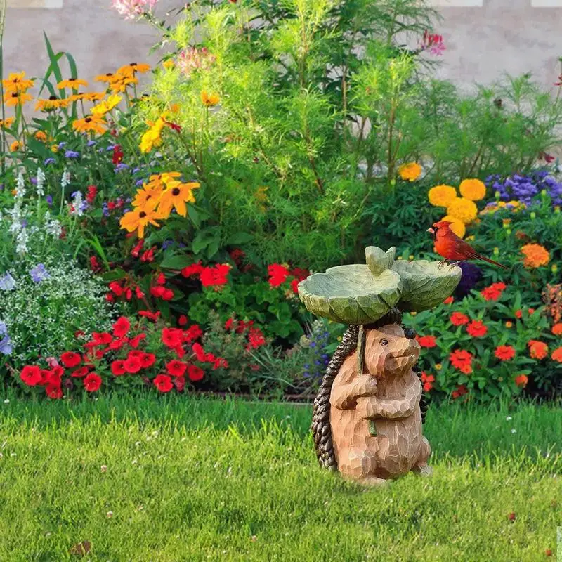 

Hedgehog Statue With Bird Bath Garden Hedgehog Figurine With Bird Bath Resin Landscape Sculpture For Outdoor Yard Lawn Patio