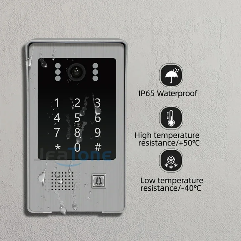 Jeatone Tuya 비디오 문짝 전화 인터콤 초인종, RFID 비밀번호 IR 모션 센서 카메라, 무선 WiFi 보안 경보, 7 인치