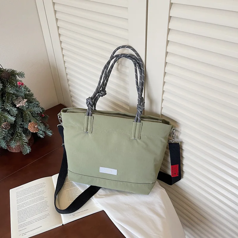 

Fashion Macaron Color Tote Bag Simple Lightweight Canvas Women Handbag Versatile Commuter High Quality Shoulder Crossbody Bag