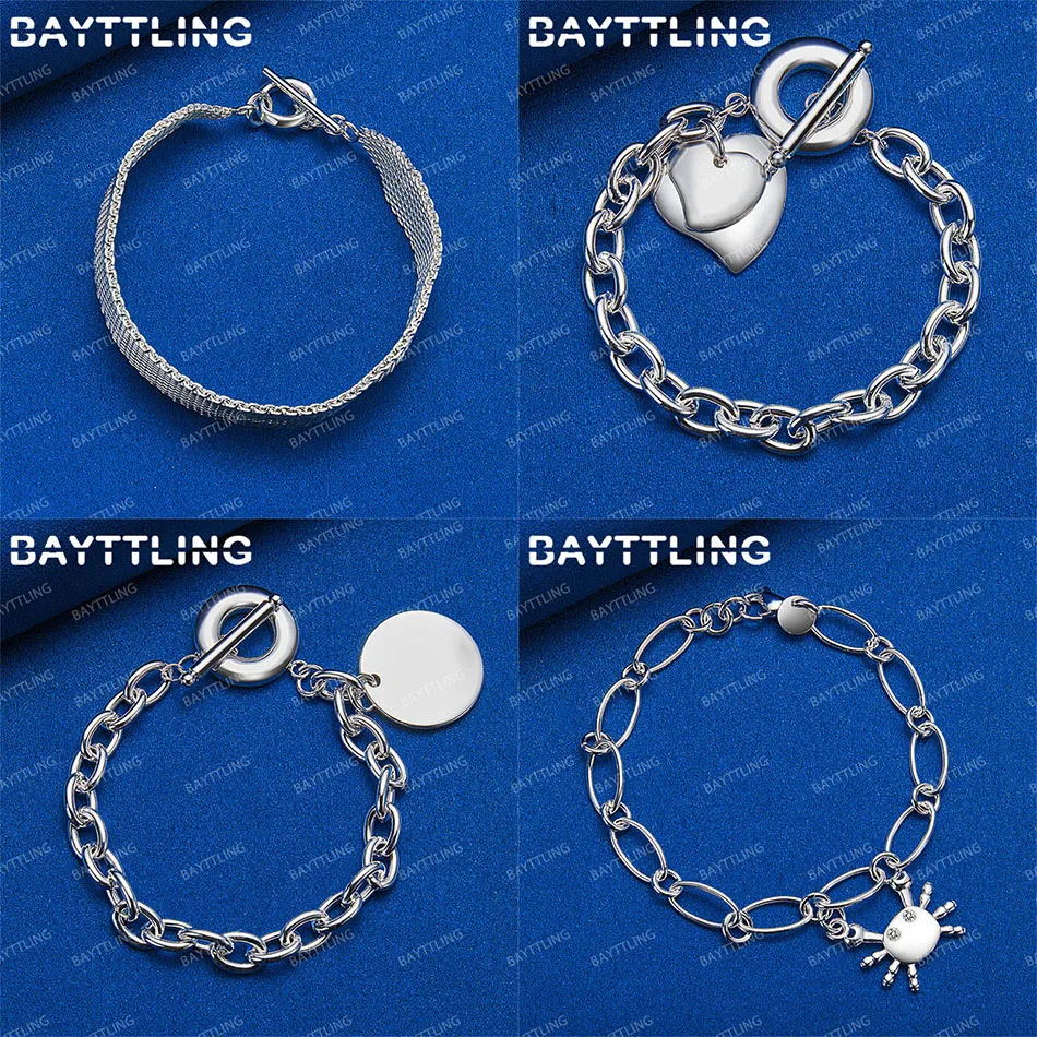

Simple 925 Sterling Silver Delicate Crab Heart Shape Bracelet Women Gift Jewelry Fashion Engagement Accessories Wedding