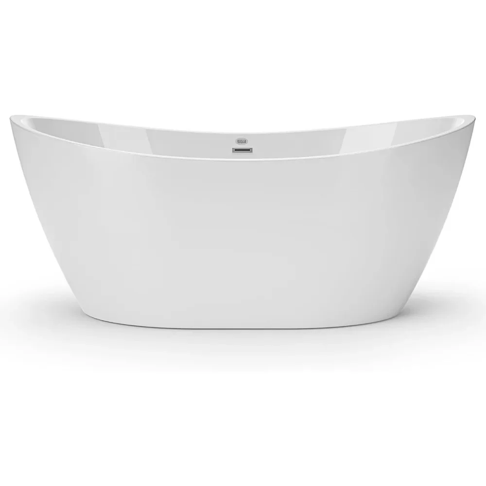 Baignoire autoportante en acrylique avec vidange intégrée, durable, design de luxe EWdern, 66.93 "L X 31.5" W X 26.77 "H