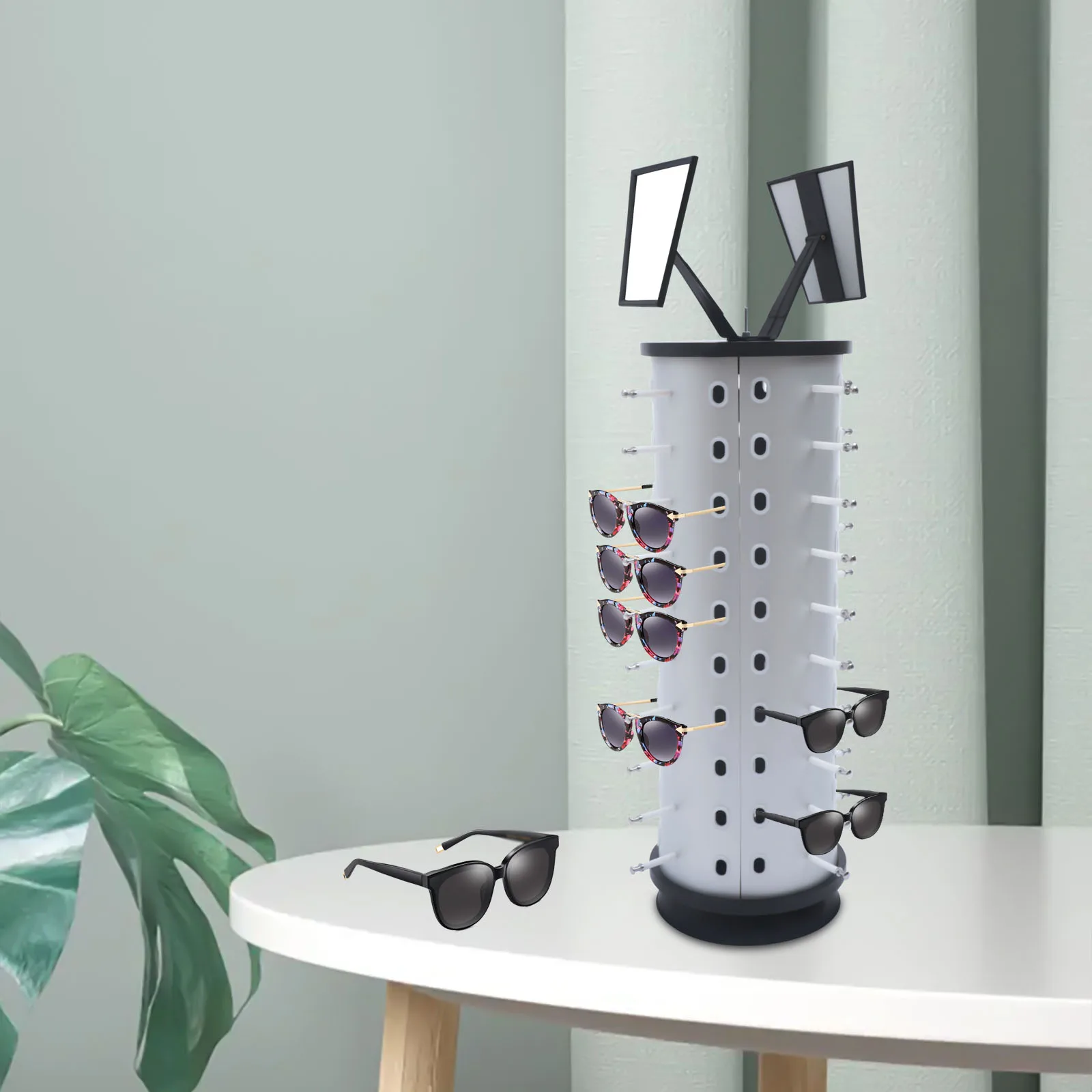 360° Rotating Sunglasses Display Storage Stand with 40 Pairs of Glasses Capacity for Optical Stores Exhibitions Clothing Stores