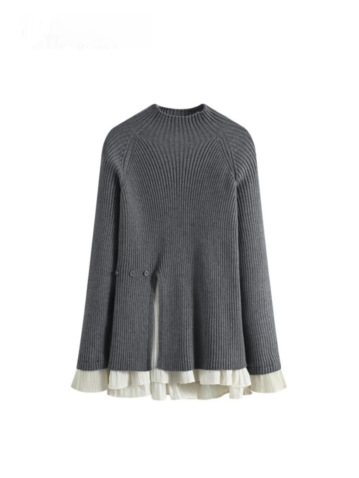 

plus Size Knitted Sweater Women's Spring Faion Conceal Belly Slimming f High Collar Design Sense Top Korean Sle Loose Fit