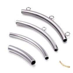 3pcs/ Lot Stainless Steel Curved Round Tube Spacer Beads For DIY Jewelry Chock Necklace Bracelet Making Findings