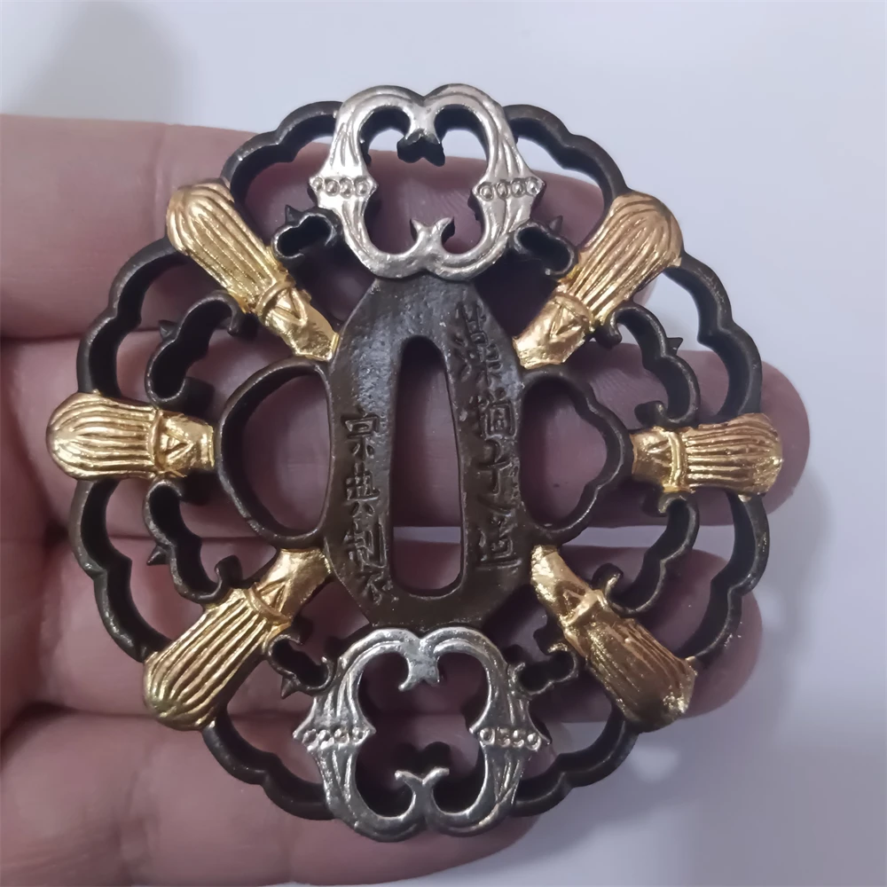 

Замечательная медная латунная резная японская защита Tsuba для JP Sword Katana, аксессуары для поручней