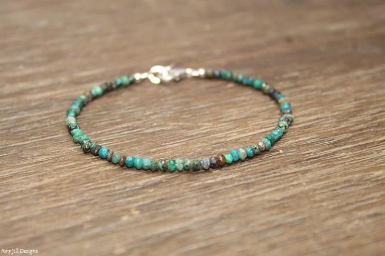 Chrysocolla Bracelet, Beaded, Stacking, Chrysocolla Jewelry, Gemstone Jewelry
