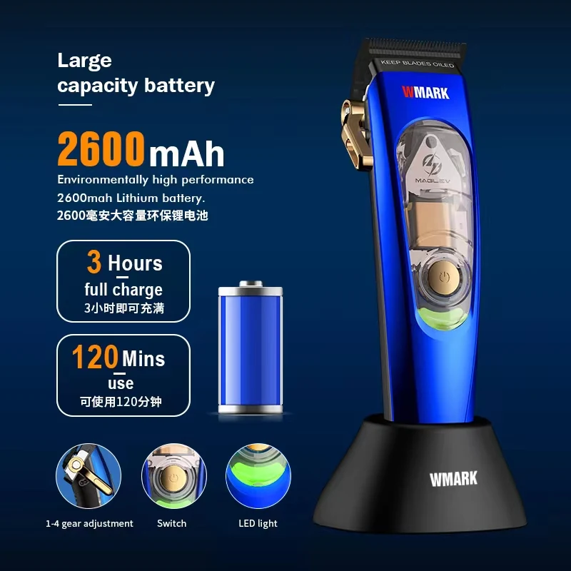 New WMARK NG-9004 Hair Clipper For Men,MAGLEV motor 10000RPM,Hair Cuter Machine,Cordless Rechargeable Edgers Clippers