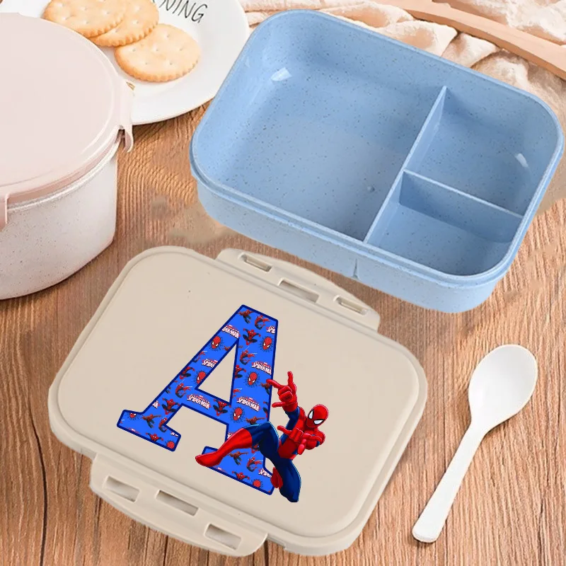 

Marvels Spiderman Bento Lunch Box Boy Anime Letter A-Z Food Storage Containers Student School Picnic Fruit Dinner Case Kids Gift