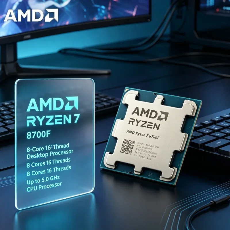 AMD 8700F Desktop Computer Processor 5GHz 8 Cores 16 Threads AM5 CPU for Streaming and Content Creation