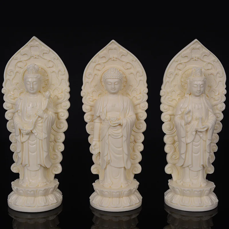 

Ivory Nut Western Trinity Amitabha Buddha Great Trend to Guanyin Bodhisattva Character Statue Ornaments