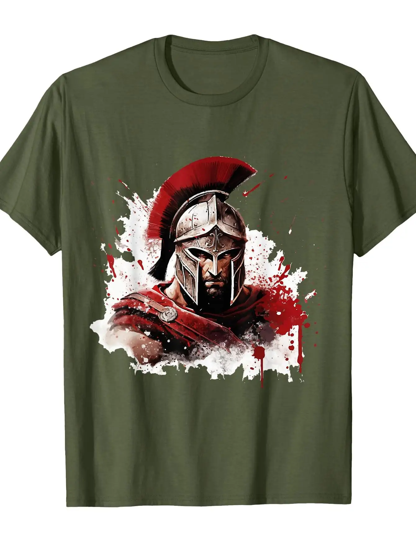 Spartan Helmet Gladiator Leonidas 300 Spartan T-Shirt 100% Cotton O-Neck Short Sleeve Summer Casual Mens T-shirt Streetwear view 2