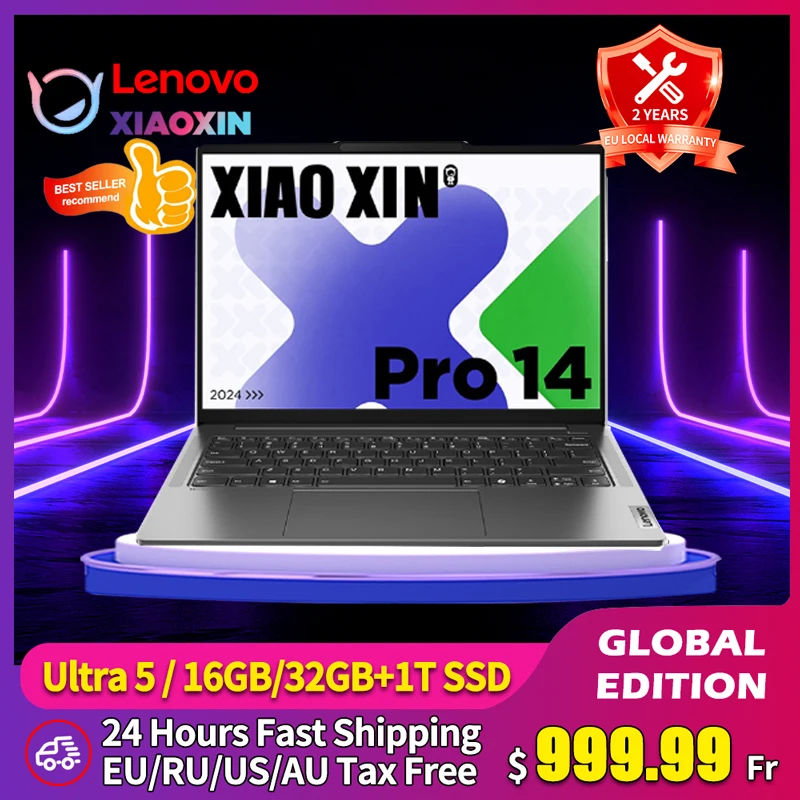 Lenovo Laptop XIAOXIN Pro 14 2024 Intel Ultra 5 125H RAM 16/32GB SSD 1TB 14